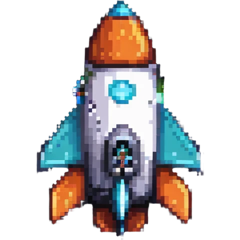 Pixel rocket ship with fins emoji