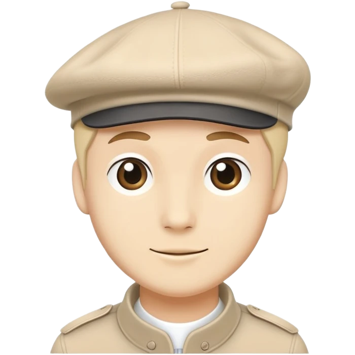 Beige Kangol beret style hat, light cream color, flat cap design emoji