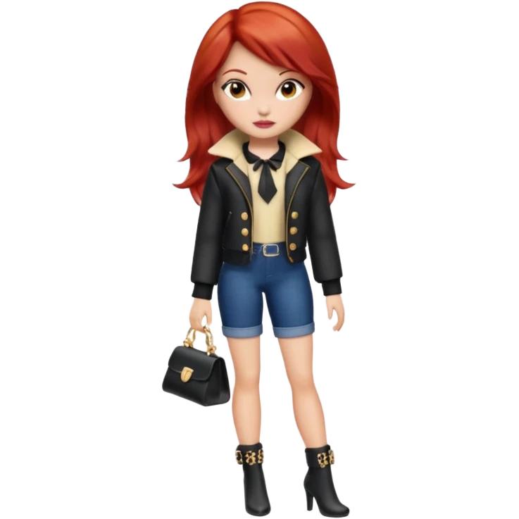 Bratz doll with red hair and a mole emoji