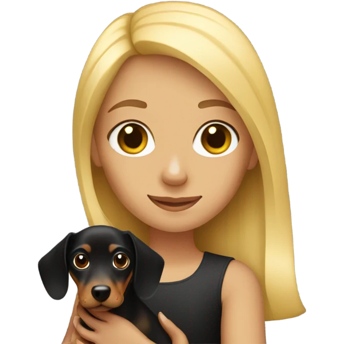 Blonde girl with a dachshund  emoji
