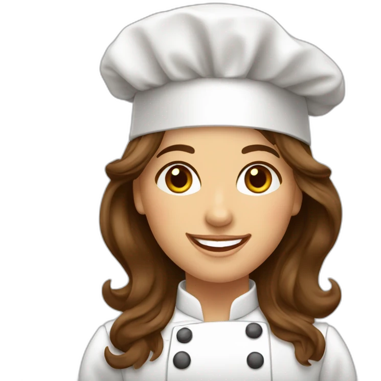 happy spanish woman chef long wavy brown hair hazel eyes emoji
