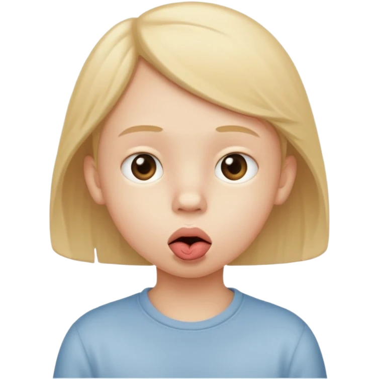 The white child is a stick at the lips, blowing emoji
