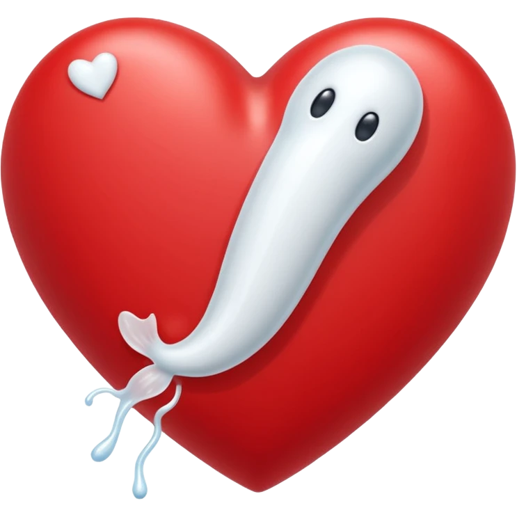White sperm on Red heart emoji