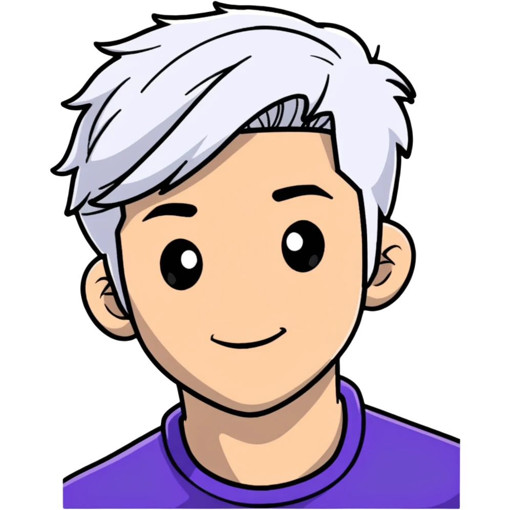 Carlos from Descendants, son of Cruella de Vil, white and black hair, freckles emoji