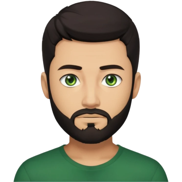 Man with a short full beard, Styled hair, Best looking man in the planet, onepiece style dark hair, green eyes, more anime style more maskulin  emoji