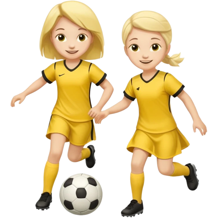 kids play soccer in yellow dress emoji