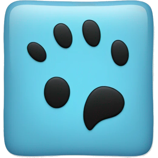 Baby blue square with a black panther paw print in the middle emoji
