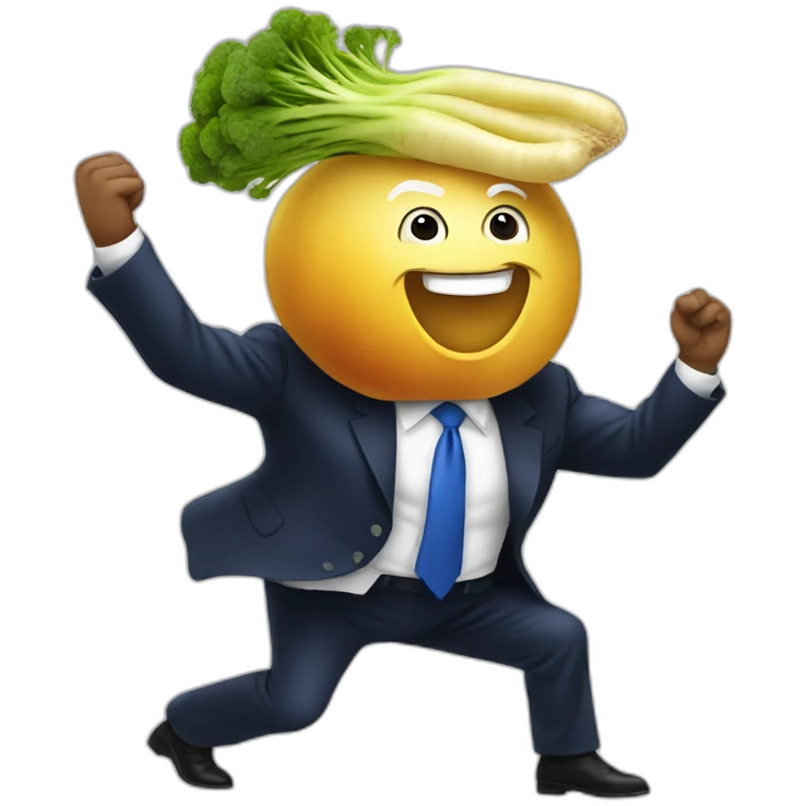 Trump dances with a turnip emoji