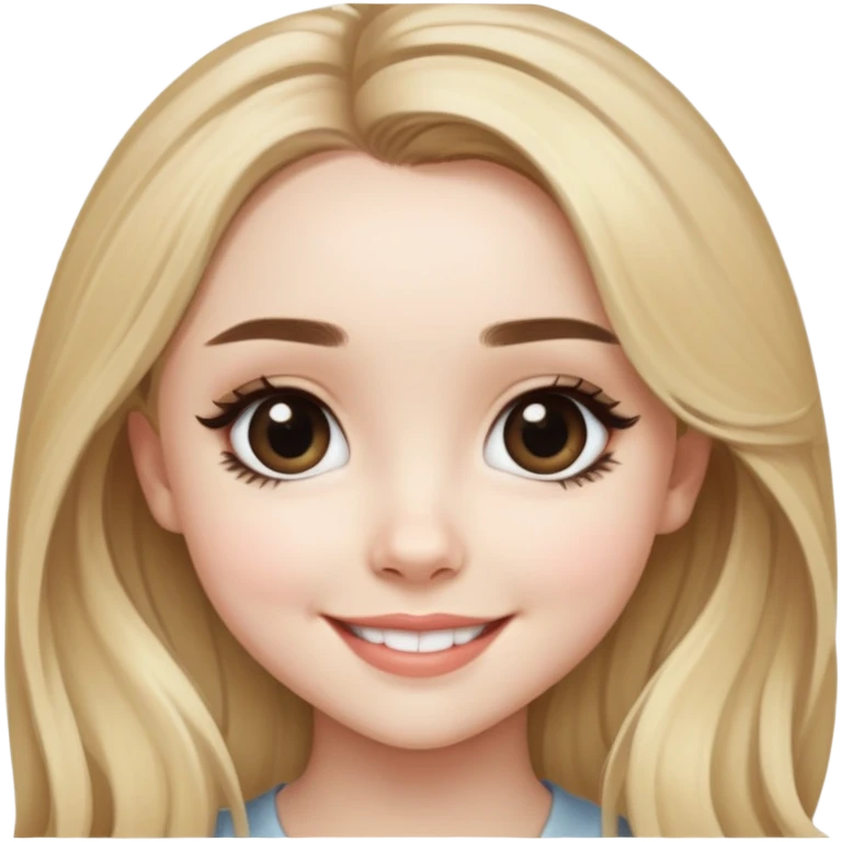 Sabrina Carpenter with blonde hair and big eyes, smiling emoji