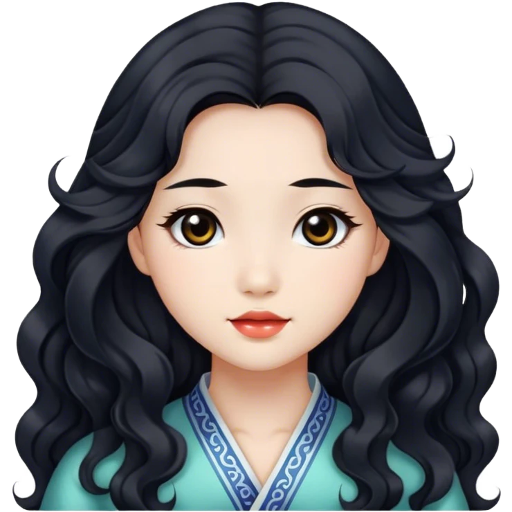 Beautiful girl,Black hair,wavy hair，long hair,Black eyes,Chinese only generate thet girl at the letf emoji