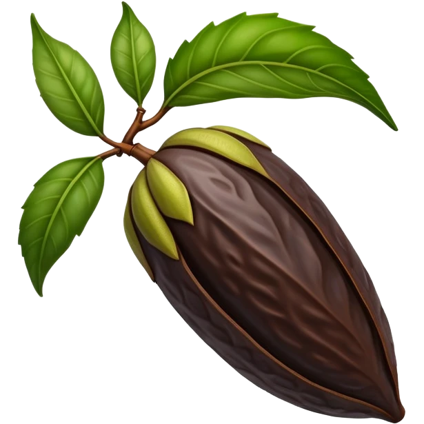 single tonka bean with a green leaf emoji