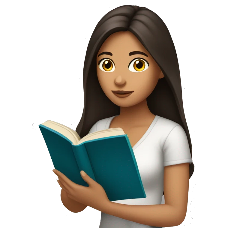 Brunette Latina girl reading a book emoji
