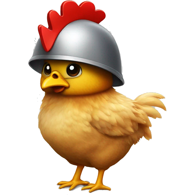 Chicken with soldier helmet on its head emoji
