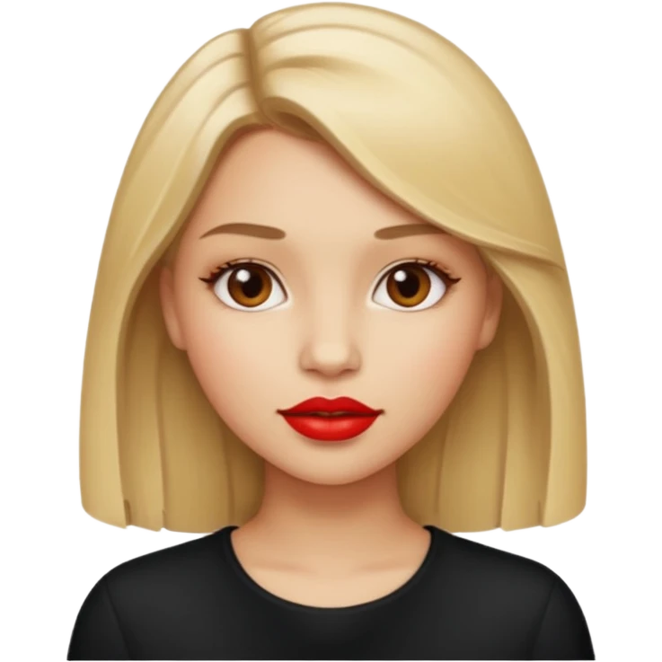 Light brown blonde haired girl red lipstick emoji