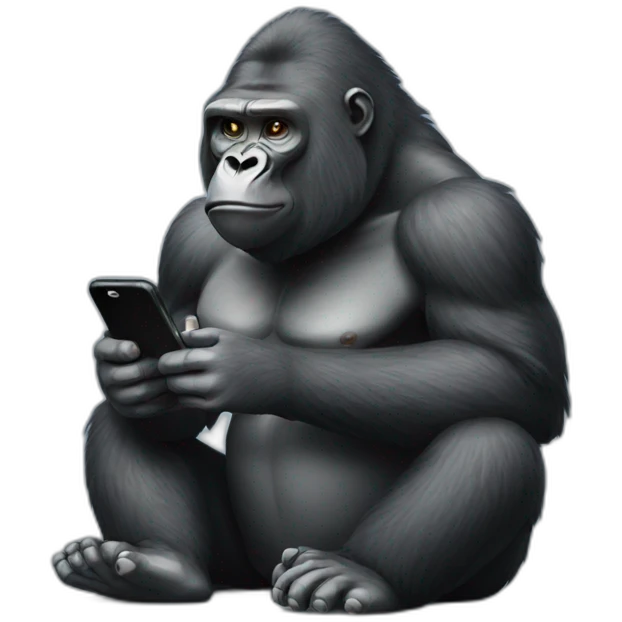 Gorilla using smartphone emoji