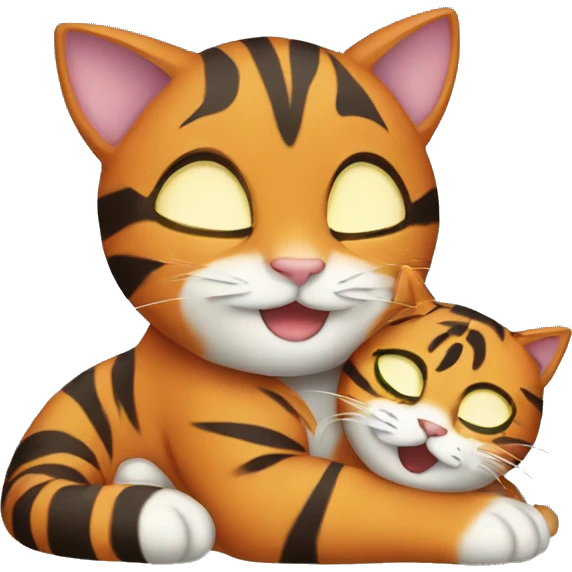 Cat cuddling tiger  emoji