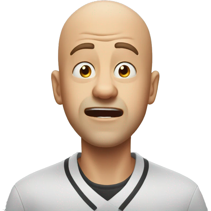 bald man who is in shock but also about to be laugh emoji