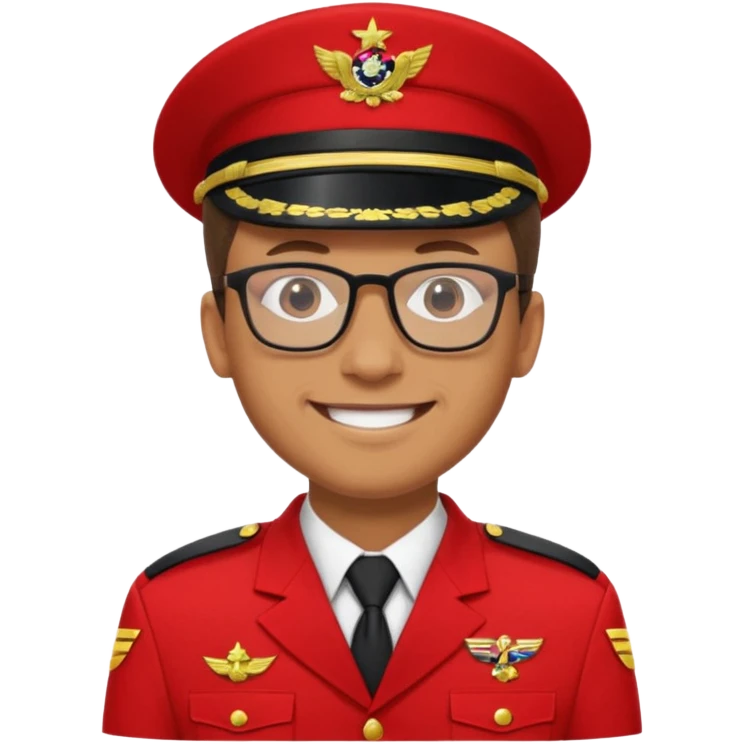 Smiling military man with glasses in red uniform emoji