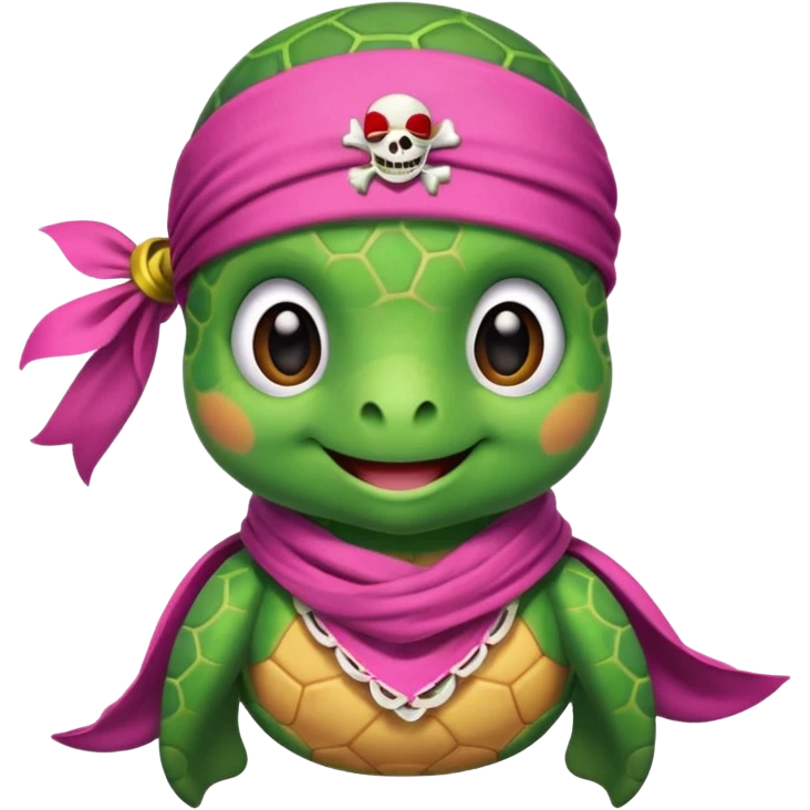 cute sea turtle wearing a pink pirate scarf emoji