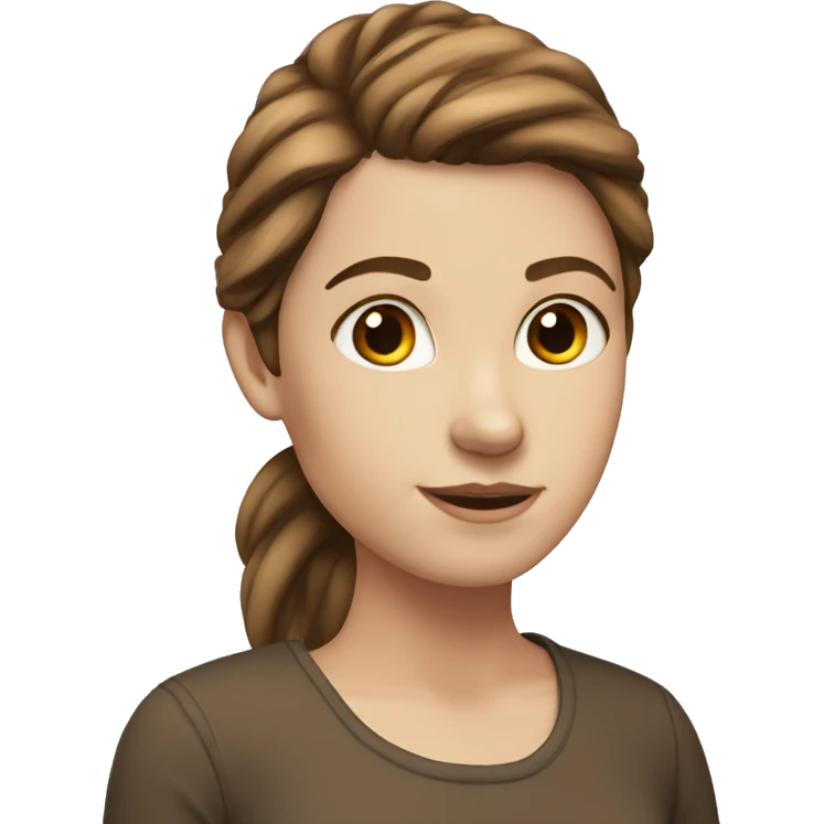 White girl with short brown hair in a half ponytale  emoji