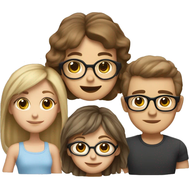 make a mom with dirty blonde hair a dad with glasses and brown hair a older sister with long brown hair and a little sister with light brown hair and bangs emoji