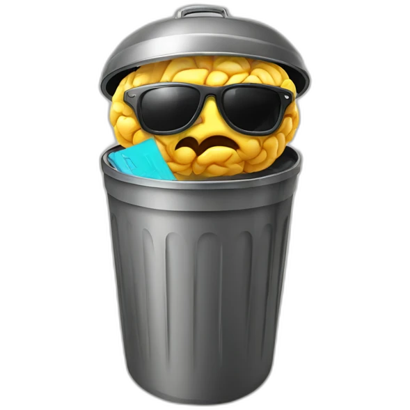 brain sunglasses trash can emoji