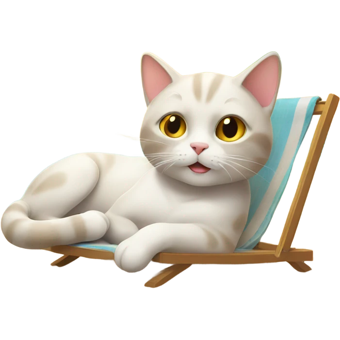cat sun bathing on the beach emoji