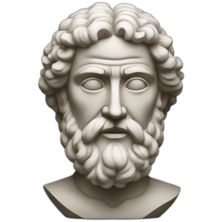 Stoic statue man with beard and centre head emoji
