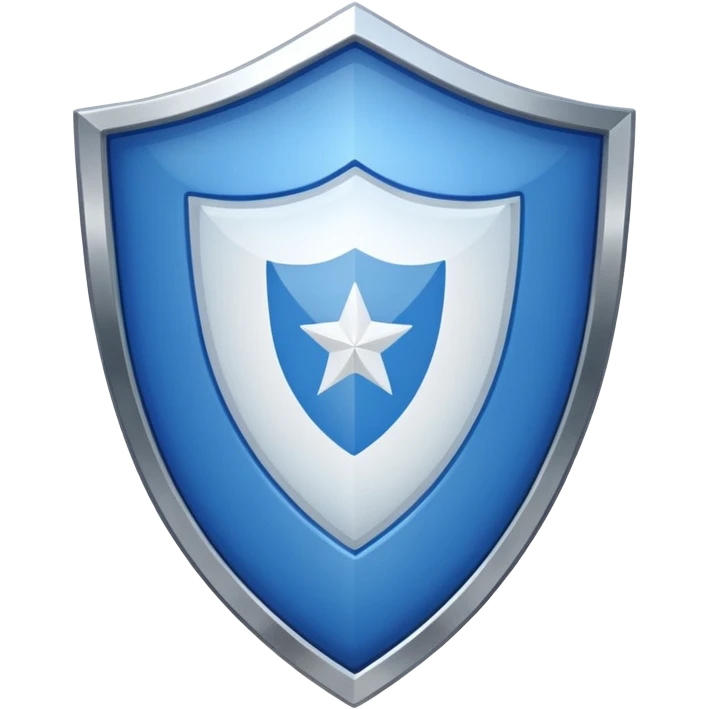 A shiny blue shield with a white 7 in the middle and a flag animation emoji