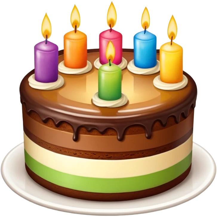 creame una chocotortaa de cumpleaños con velitas arcoiris emoji