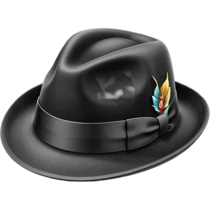 fedora, isolated, transparent background, black emoji