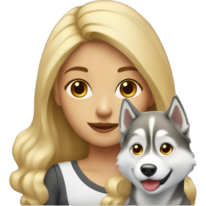 Blonde girl with husky emoji