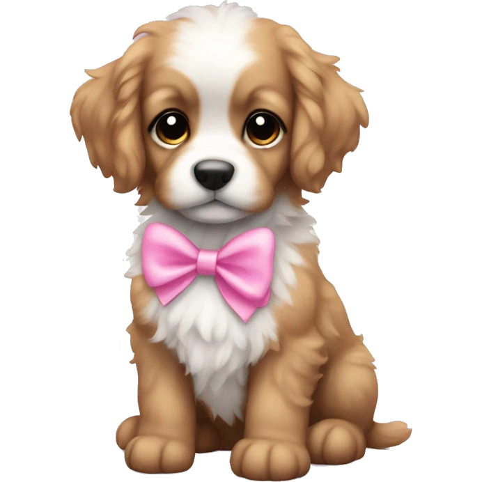 Cute puppy with pink bows white fluffy emoji