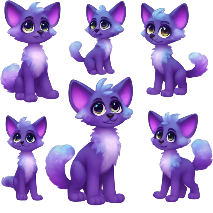 Adorable innocent cute gradient-Sparkle-nebula-fursona anthropomorphic furry, full body emoji