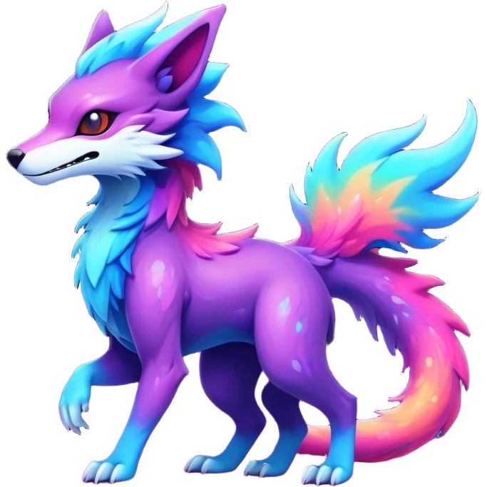 Epic Edgy Cute Colorful Nebula Modern Vernid-Protogen-Sergal-creature-animal, full body emoji