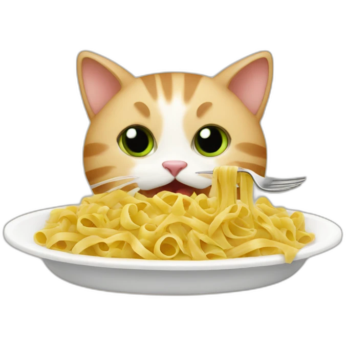 Cat eating pasta emoji