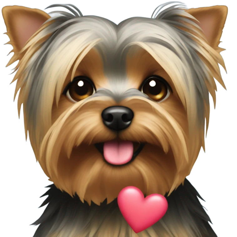 Yorkie with a heart kissing face emoji
