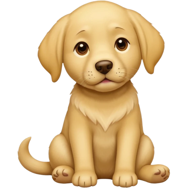 labrador retriever yellow fur sitting, one paw on chin, thoughtful face, emoji style emoji