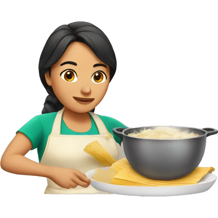 Mexican woman cooking tamales emoji