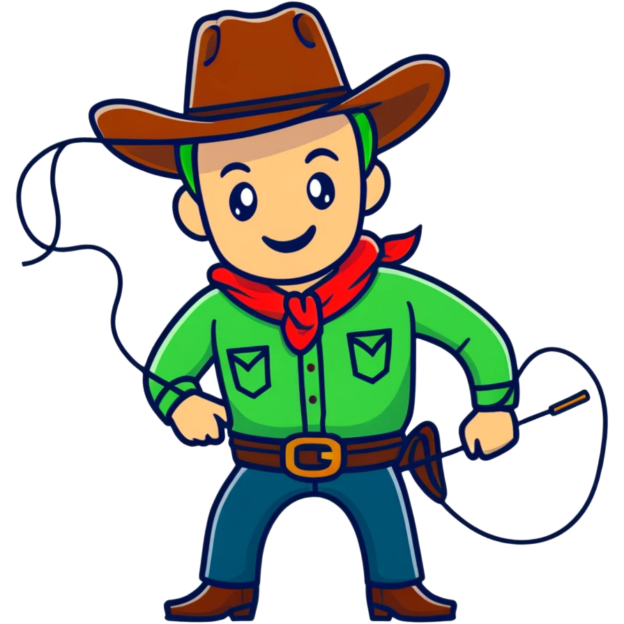 Cowboy wearing a green hat with a lasso emoji
