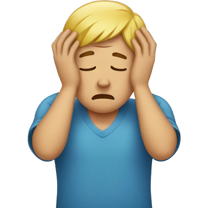 Crying man holding his head in his hands emoji