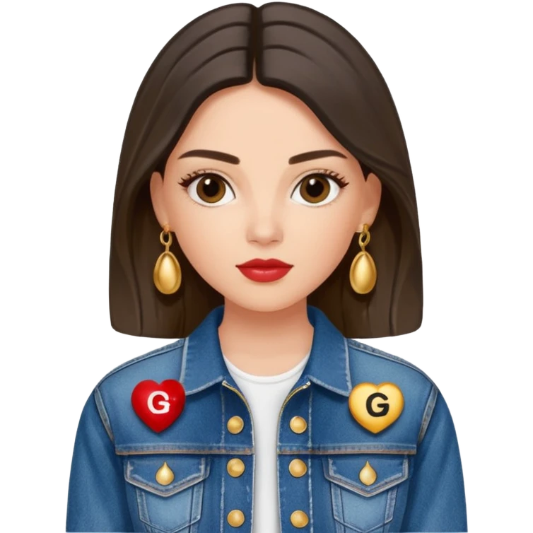 Dolce and Gabbana brand, realistic womens denim jacket with logo embellishment emoji