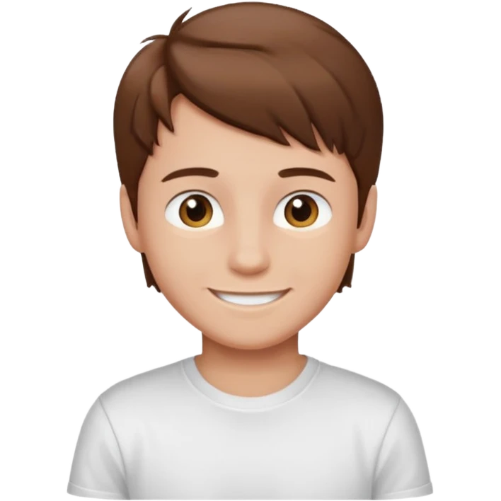 Boy with brown hair and white t-shirt emoji