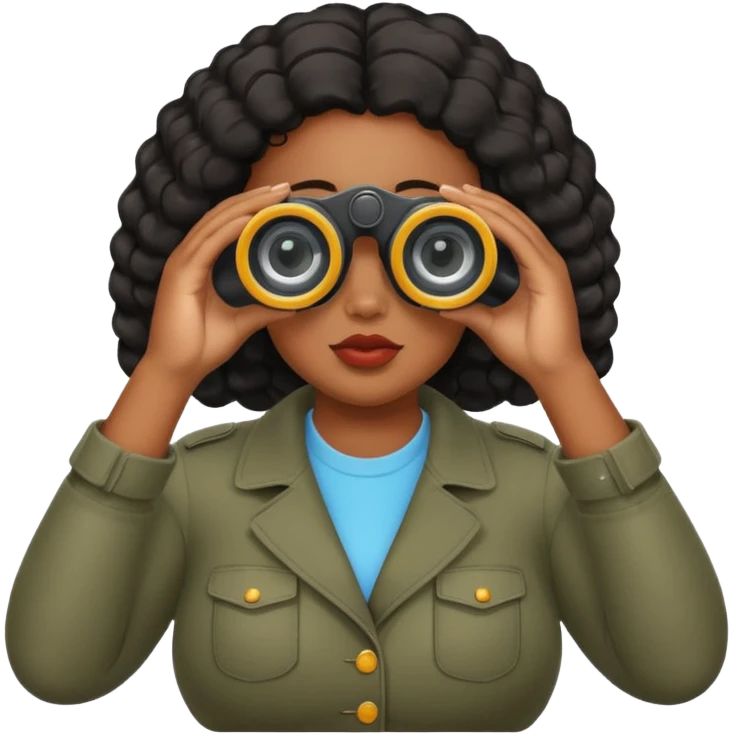 black fat girl looking through binoculars  emoji