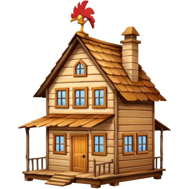 wooden house on live chicken legs emoji