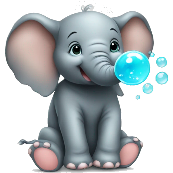 baby elephant blowing bubbles emoji