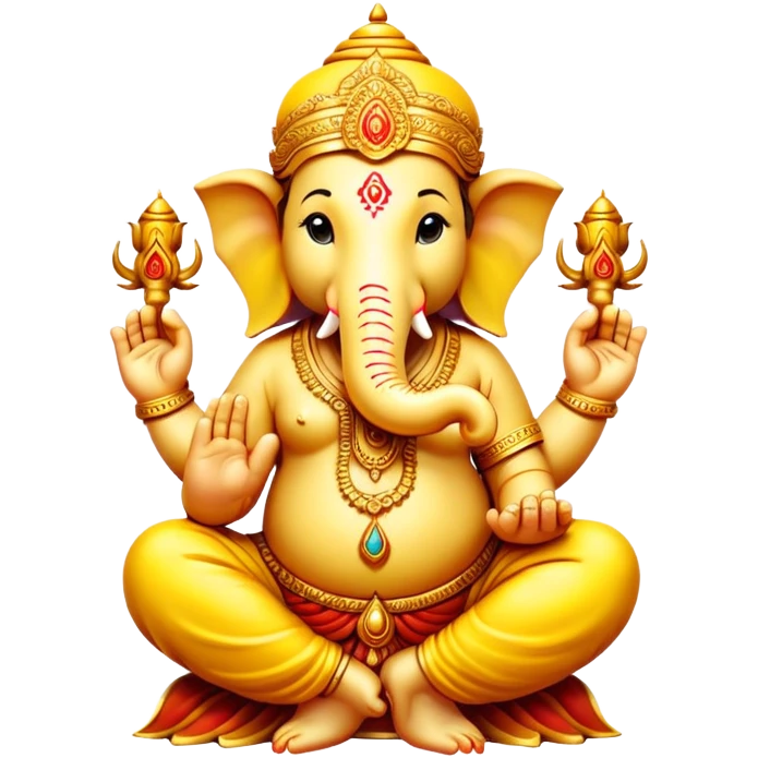 Bright yellow Ganesh standing emoji