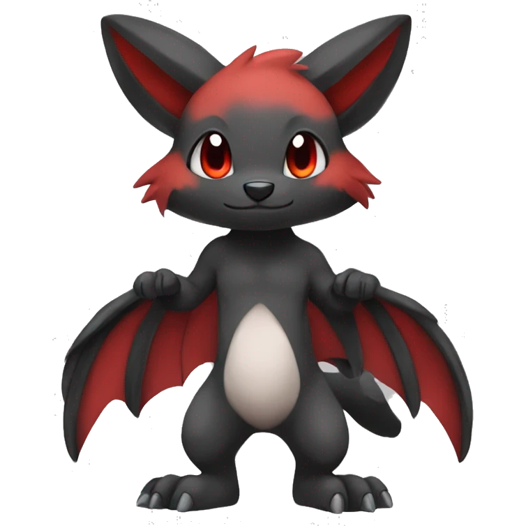 Cute cool black red animal hybrid Fakemon full body emoji