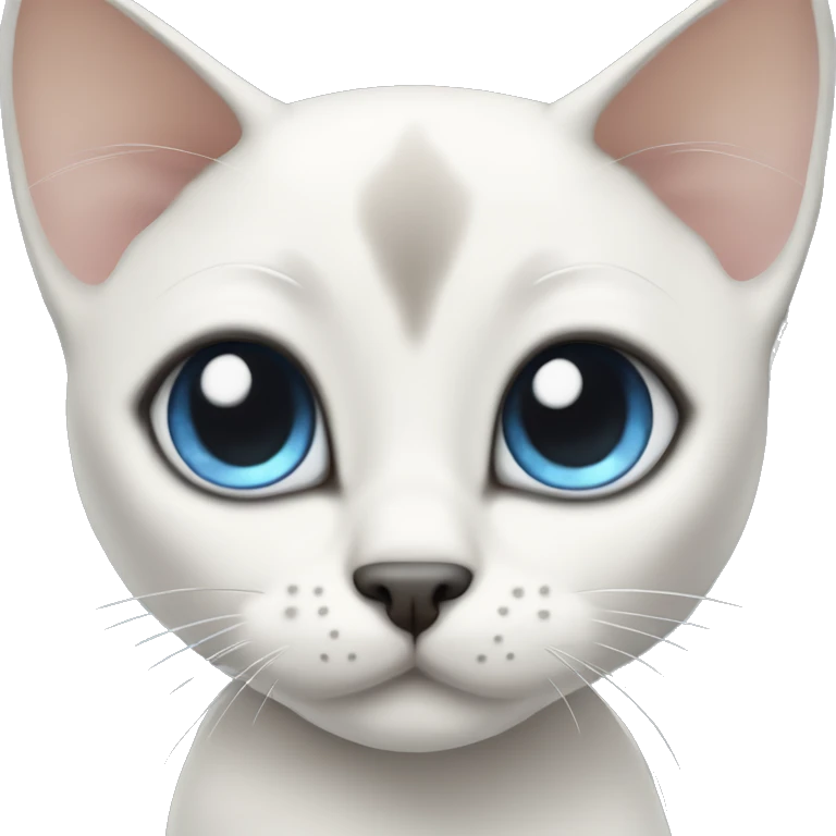 extremely cute kawaii white siamese cat with gray markings and blue eyes emoji