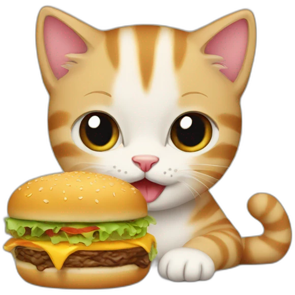 a kitten eating a hamburger emoji
